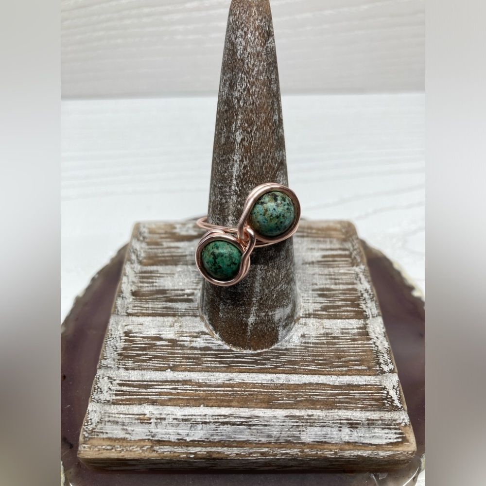 ✨Handmade African Turquoise Rose Gold Ring